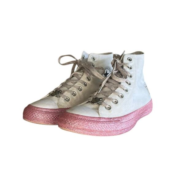 Converse x Miley Cyrus Chuck Taylor All Star Glitter High Top Sneakers Size 8.5 - Picture 2 of 6